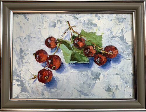 Red Currant berries, still life. par Vita Schagen, Peinture en vente sur Singulart
