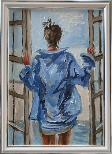 Woman, Window View. van Vita Schagen, Schilderij te koop op Singulart