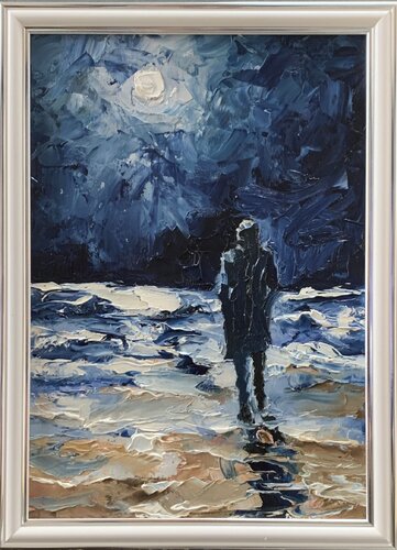 Moonlight stroll.. Man figure. di Vita Schagen, Pittura in vendita su Singulart