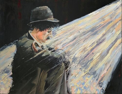 Charlie Chaplin in the Stage lights. by Vita Schagen, Painting for Sale on Singulart