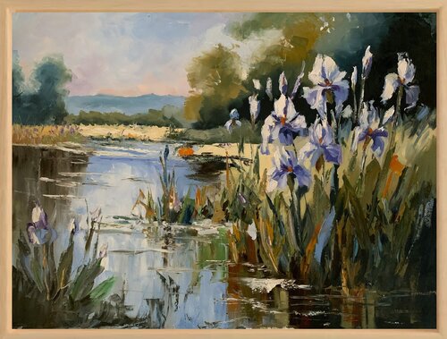 Lakeside Irises dream. von Vita Schagen, Malerei kaufen auf Singulart