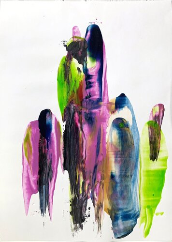 Motherhood.Abstract woman with children, kids figures. by Vita Schagen, 油畫 for Sale on Singulart