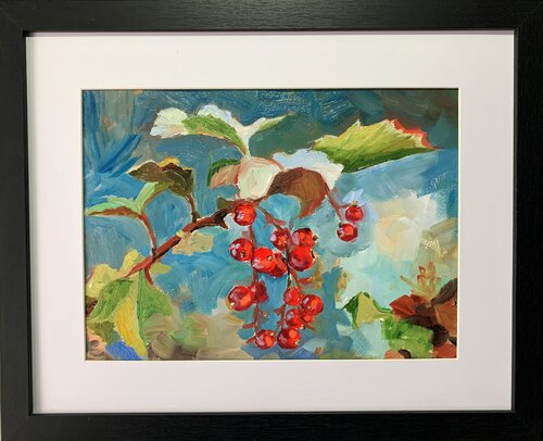 Landscape with red currant berries. van Vita Schagen, Schilderij te koop op Singulart