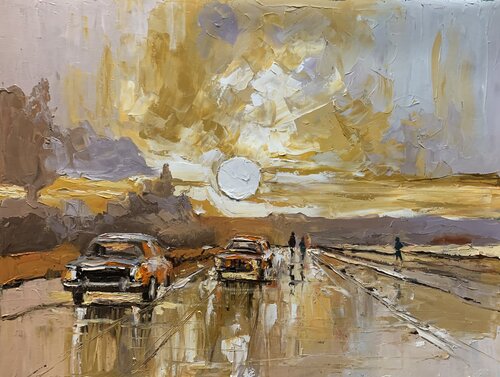 Journey's Golden Horizon. van Vita Schagen, Schilderij te koop op Singulart