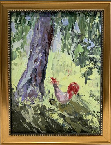 Rooster and a tree. de Vita Schagen, Pintura a la venta en Singulart