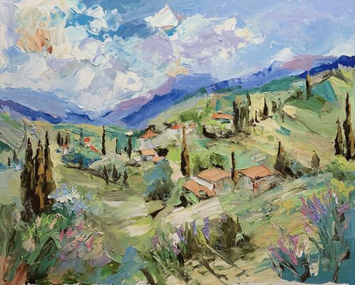 Tuscan Hillside. de Vita Schagen, Pintura a la venta en Singulart