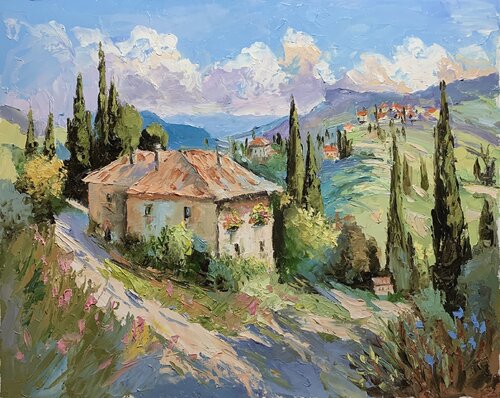 Tuscany. Cypress Pathway. by Vita Schagen, Painting for Sale on Singulart