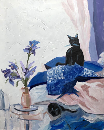 The Iris and the Cat. von Vita Schagen, Malerei kaufen auf Singulart