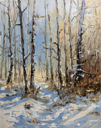 Winter light in the birchwoods. di Vita Schagen, Pittura in vendita su Singulart