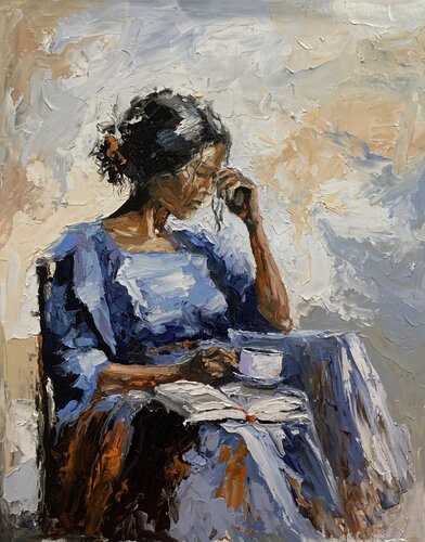 Quiet blue afternoon. di Vita Schagen, Pittura in vendita su Singulart