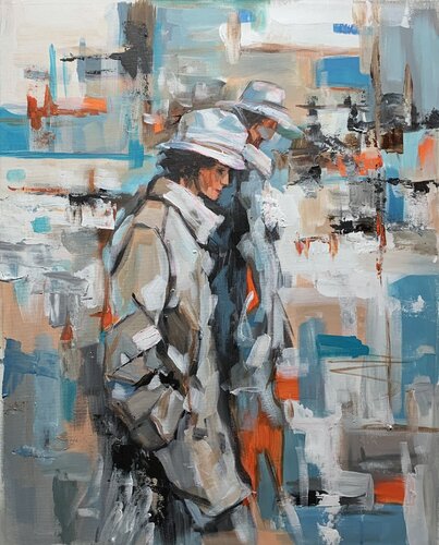 Urban Blue and Grey Walk. by Vita Schagen, Painting for Sale on Singulart