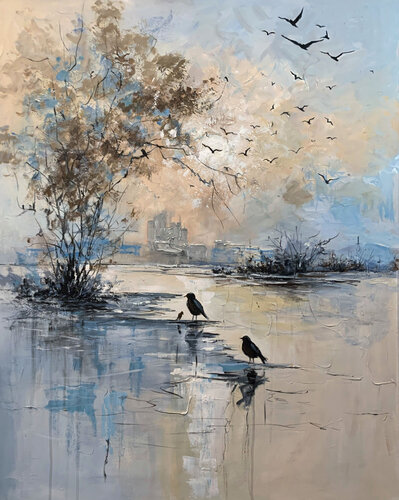 Quiet Waters. Morning Flight. by Vita Schagen, Painting for Sale on Singulart