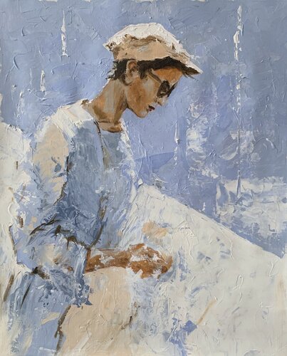 Quiet woman in Blue. di Vita Schagen, Pittura in vendita su Singulart