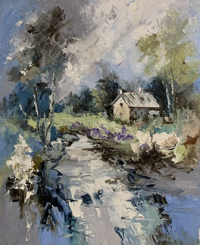 Quiet morning, forest cabin. de Vita Schagen, Pintura a la venta en Singulart