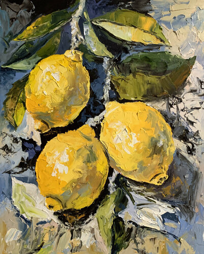 Sunlit Lemons. de Vita Schagen, Pintura a la venta en Singulart