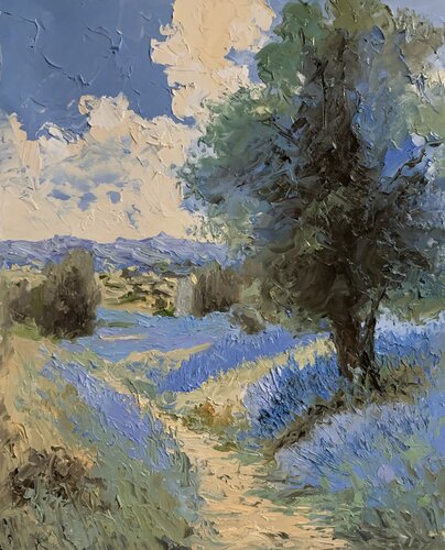 Lavender Field Landscape. by Vita Schagen, Painting for Sale on Singulart