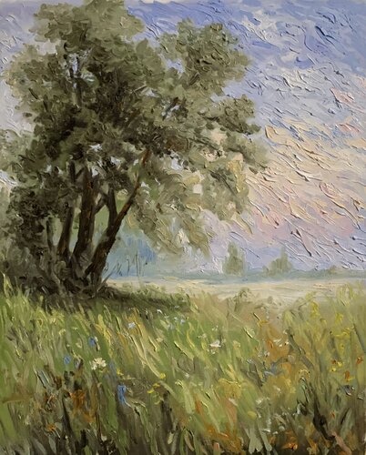 Wildflower Meadow Tree Landscape. by Vita Schagen, Painting for Sale on Singulart