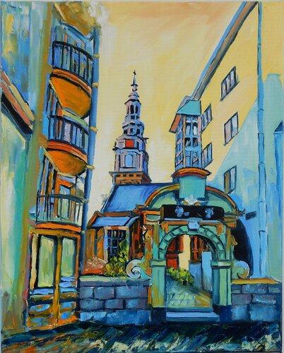 Sint Antoniesbreestraat. Streets scene in Amsterdam. Cityscape par Vita Schagen, Peinture en vente sur Singulart