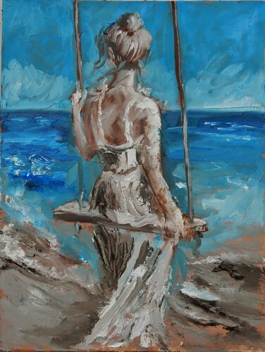 A woman at the beach par Vita Schagen, Peinture en vente sur Singulart