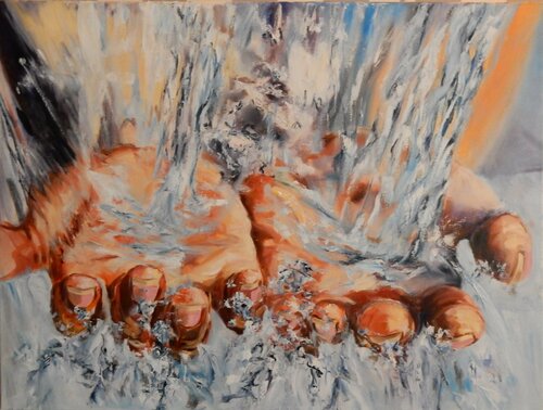 Catch the water. Hands. par Vita Schagen, Peinture en vente sur Singulart