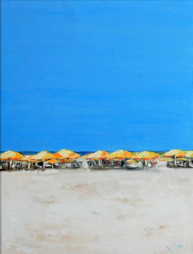 Yellow umbrellas van Vita Schagen, Schilderij te koop op Singulart