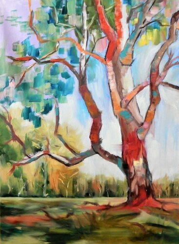 Abstract bright tree. Palette knife par Vita Schagen, Peinture en vente sur Singulart