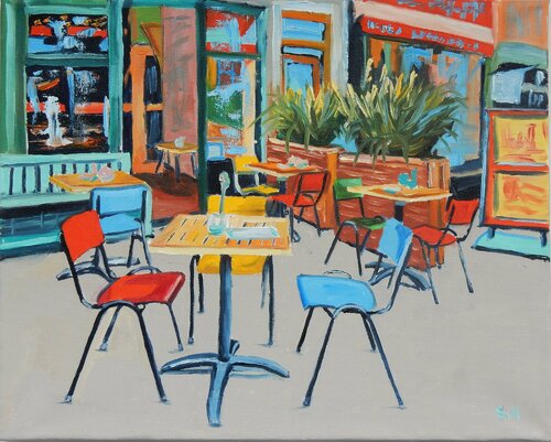 Streets scene in Amsterdam. Cityscape. Plein air painting. Vita Schagen