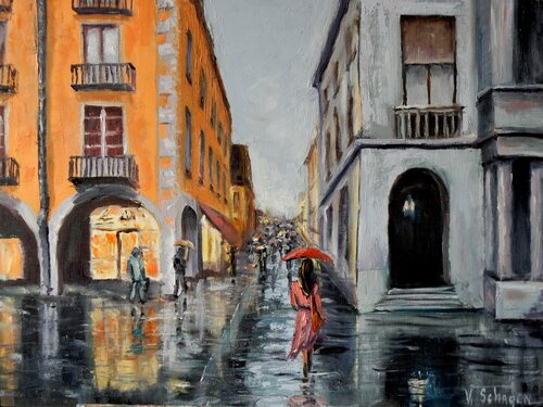 Rainy city par Vita Schagen, Peinture en vente sur Singulart
