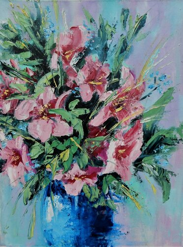 Pink Flowers par Vita Schagen, Peinture en vente sur Singulart