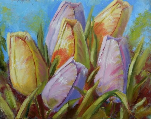 Bright flowers, Tulips. par Vita Schagen, Peinture en vente sur Singulart