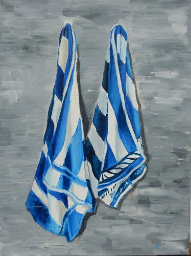 Still life: Towels for her and for him. von Vita Schagen, Malerei kaufen auf Singulart