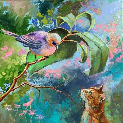 Let's be friends. The view from my window. by Vita Schagen, Painting for Sale on Singulart