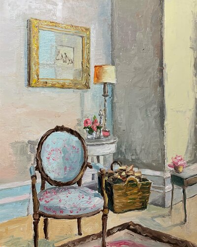 Room interior with a chair par Vita Schagen, Peinture en vente sur Singulart