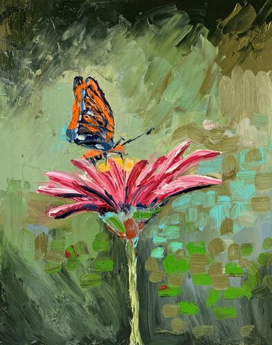 Butterfly and a flower. di Vita Schagen, Pittura in vendita su Singulart