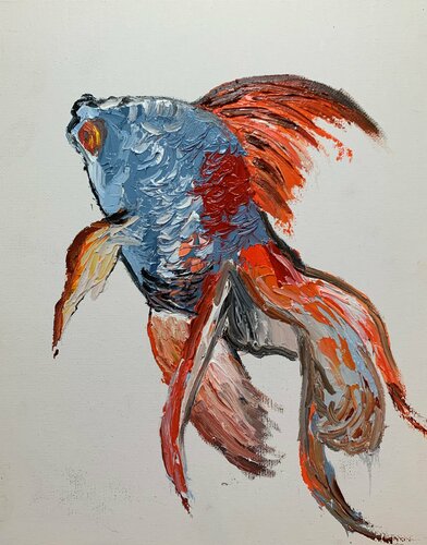 Fish. palette knife, impasto. par Vita Schagen, Peinture en vente sur Singulart