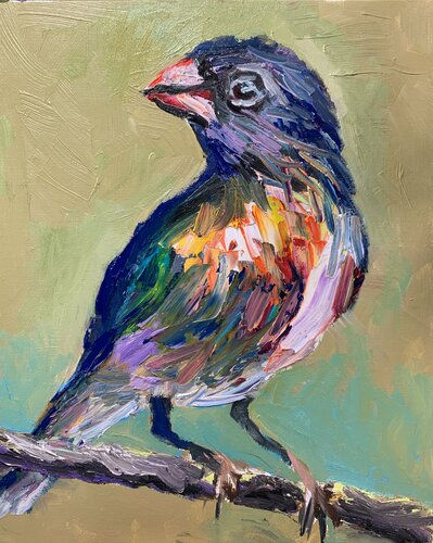 Bird. palette knife, impasto. di Vita Schagen, Pittura in vendita su Singulart