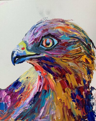 Eagle. Bird. palette knife, impasto. par Vita Schagen, Peinture en vente sur Singulart