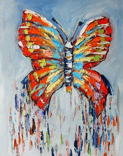 Butterfly. palette knife, impasto. par Vita Schagen, Peinture en vente sur Singulart