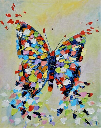 Butterfly. palette knife, impasto. par Vita Schagen, Peinture en vente sur Singulart