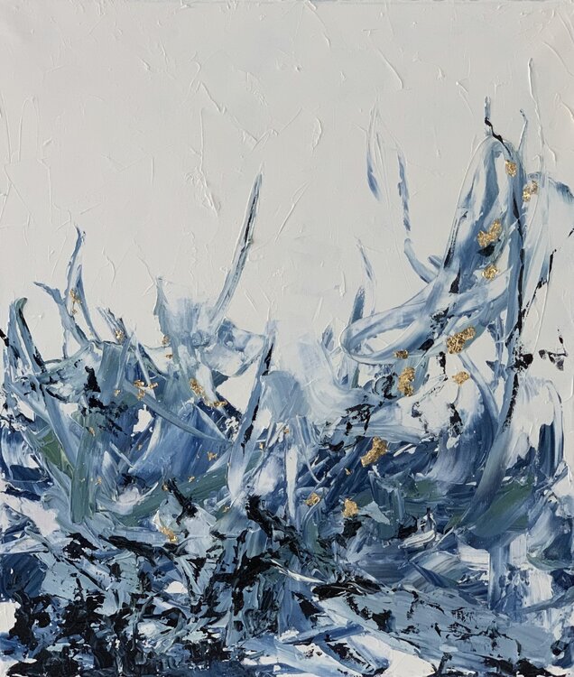 Blue gold flame. Abstract painting. Vita Schagen