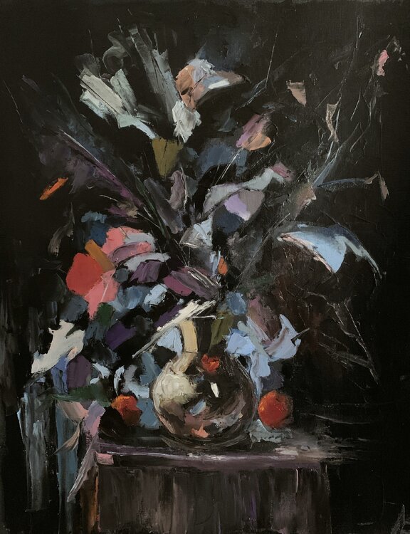 ABSTRACT FLOWERS ON BLACK. Vita Schagen