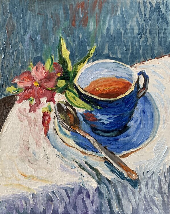 Tea cup with flowers. still life. Vita Schagen