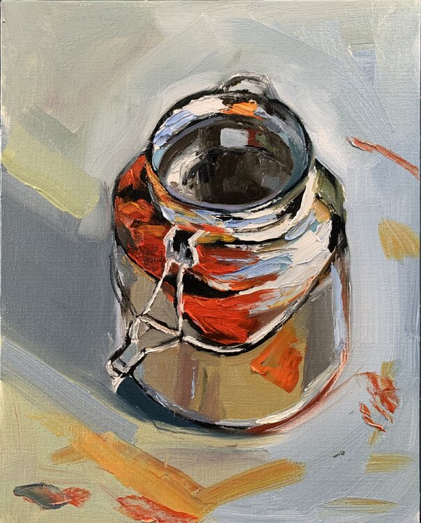 Silver jar. still life. Vita Schagen