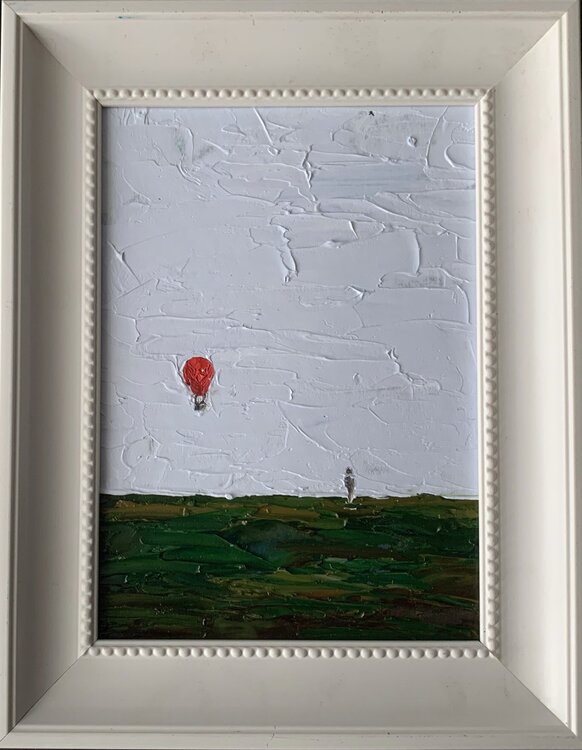 Red air balloon. Abstract landscape. Vita Schagen