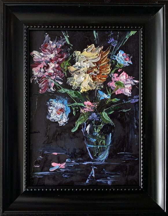 AbstractTender flowers on black. (small) Vita Schagen