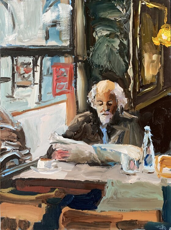Old man in a cafe. Vita Schagen