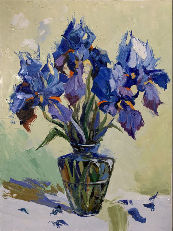 Iris Majesty in Glass. INSPIRED BY VAN GOGH.#5 Vita Schagen