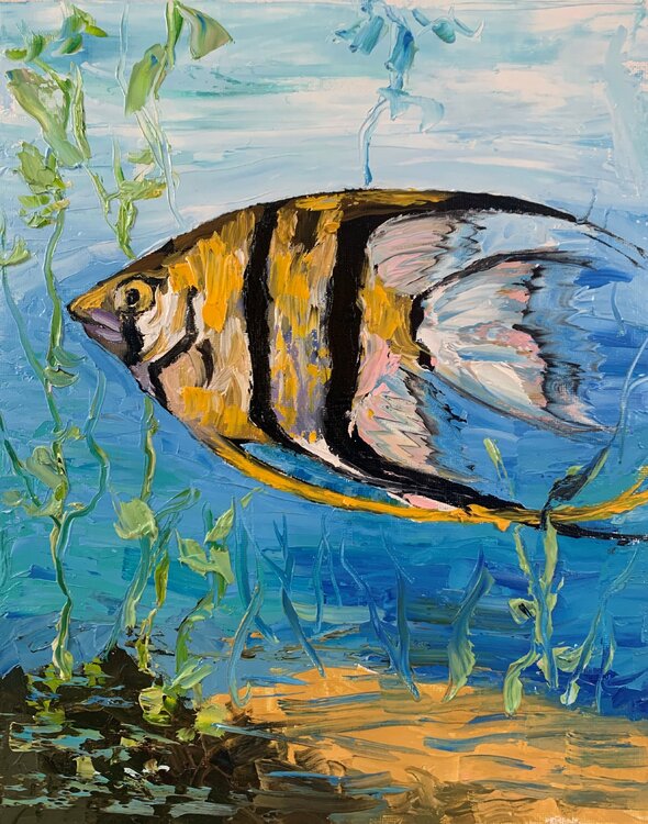 Fish. palette knife, impasto. Vita Schagen