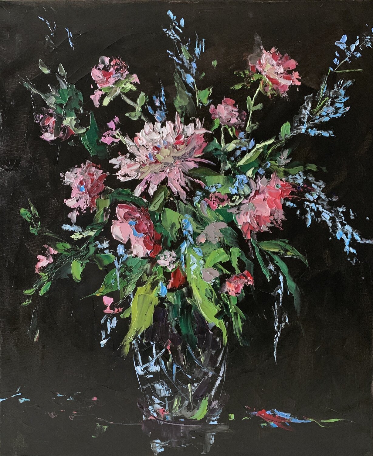 AbstractTender flowers on black. Vita Schagen