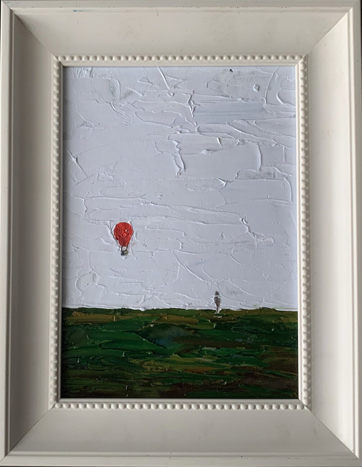 Red air balloon. Abstract landscape. Vita Schagen Dipinto originale in vendita